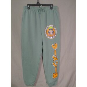 Naruto Joggers Mens Green Ichiraku Ramen Logo Graphic Sweatpants Pants Medium